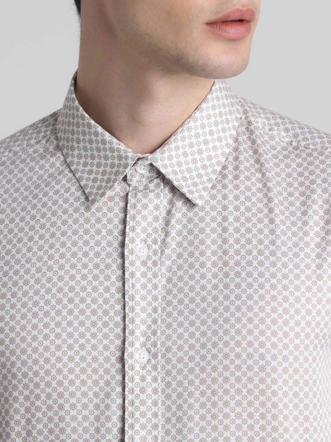 Light Brown Geometric Print Shirt