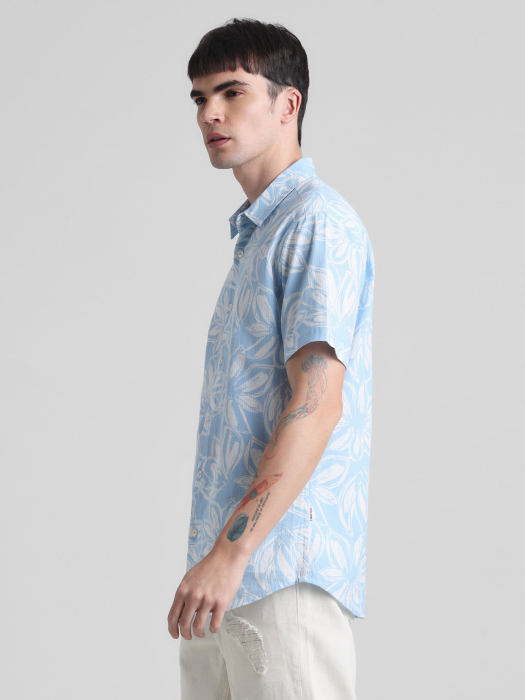 Blue Floral Short Sleeve Shirt