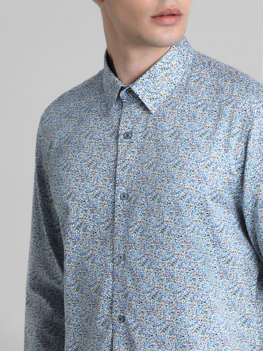 Blue Printed Cotton Shirt