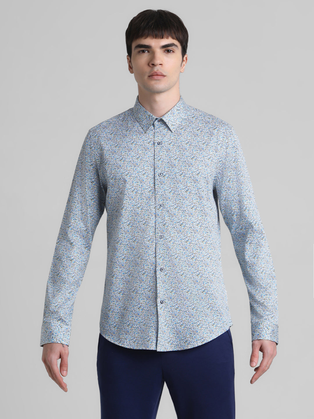 Blue Printed Cotton Shirt