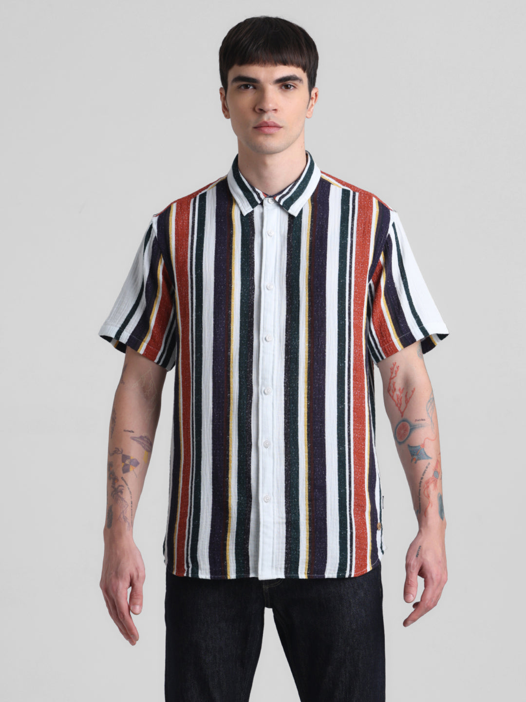 Multi-Stripe Short Sleeve Shirt