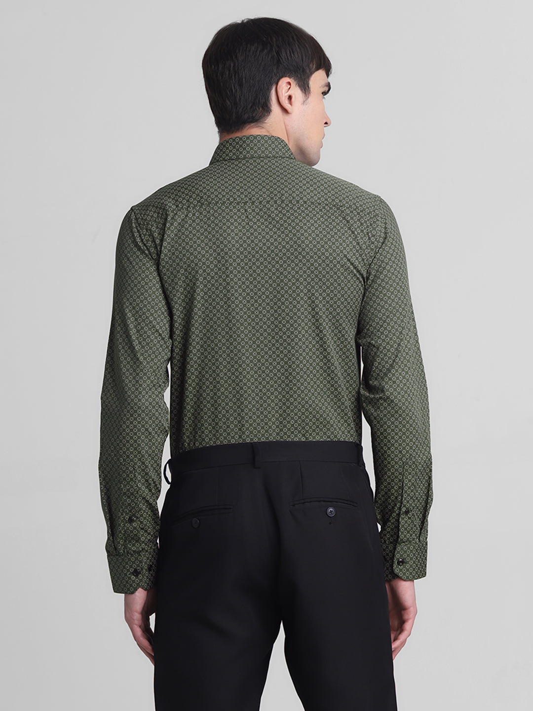 Green Printed Full Sleeves Shirt