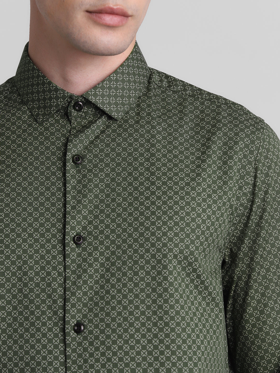 Green Printed Full Sleeves Shirt