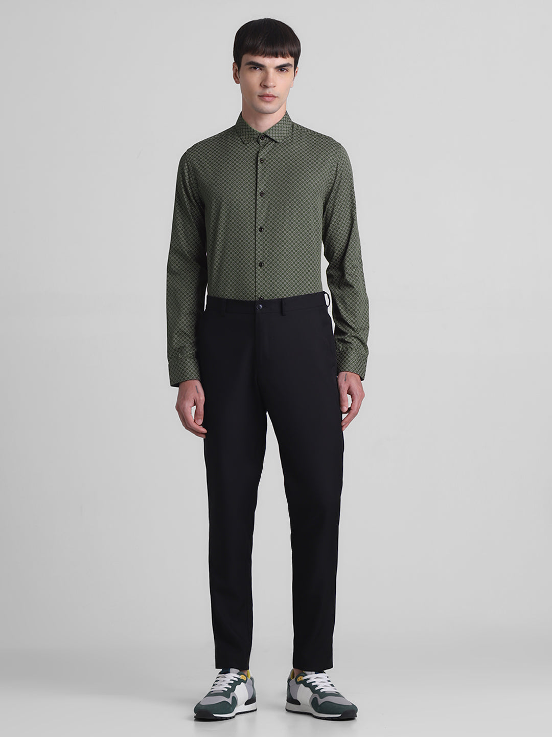 Green Printed Full Sleeves Shirt