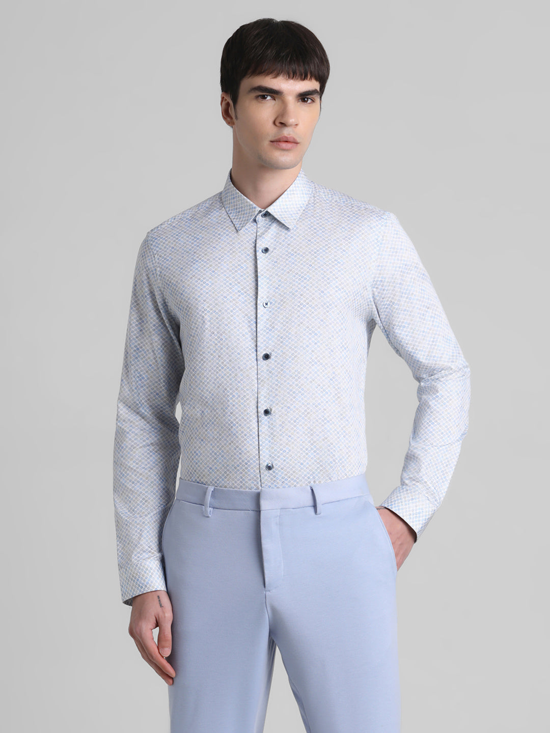 White Printed Cotton Shirt