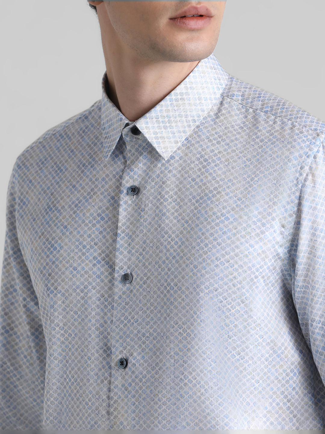 White Printed Cotton Shirt