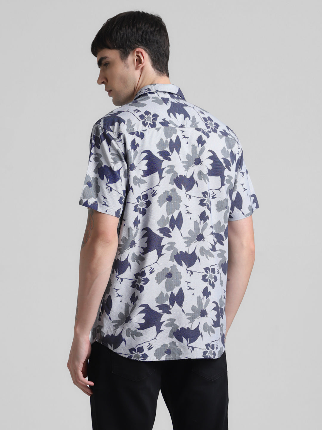 Blue Floral Short Sleeve Shirt