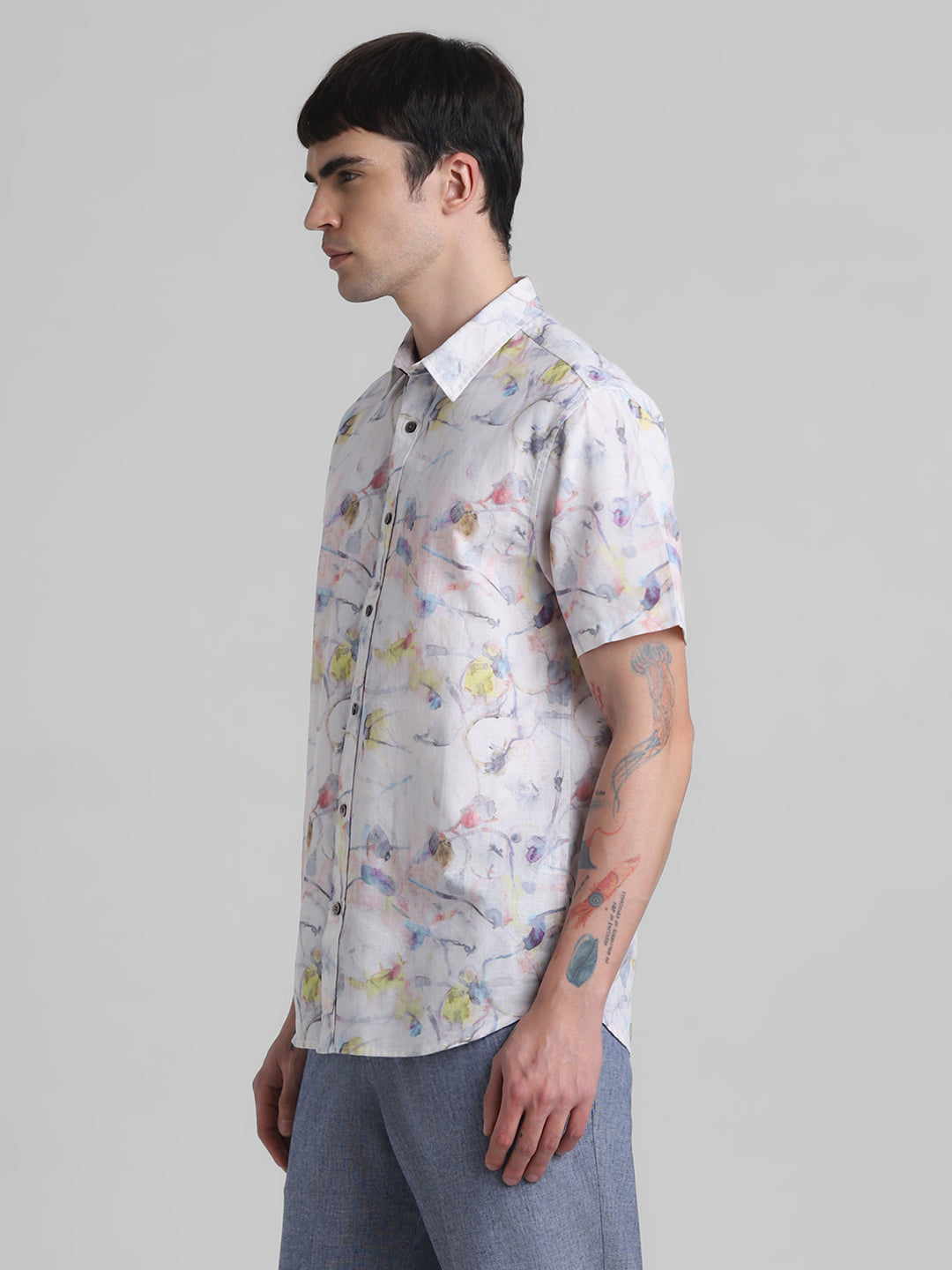 Watercolour Print Short Sleeve Shirt