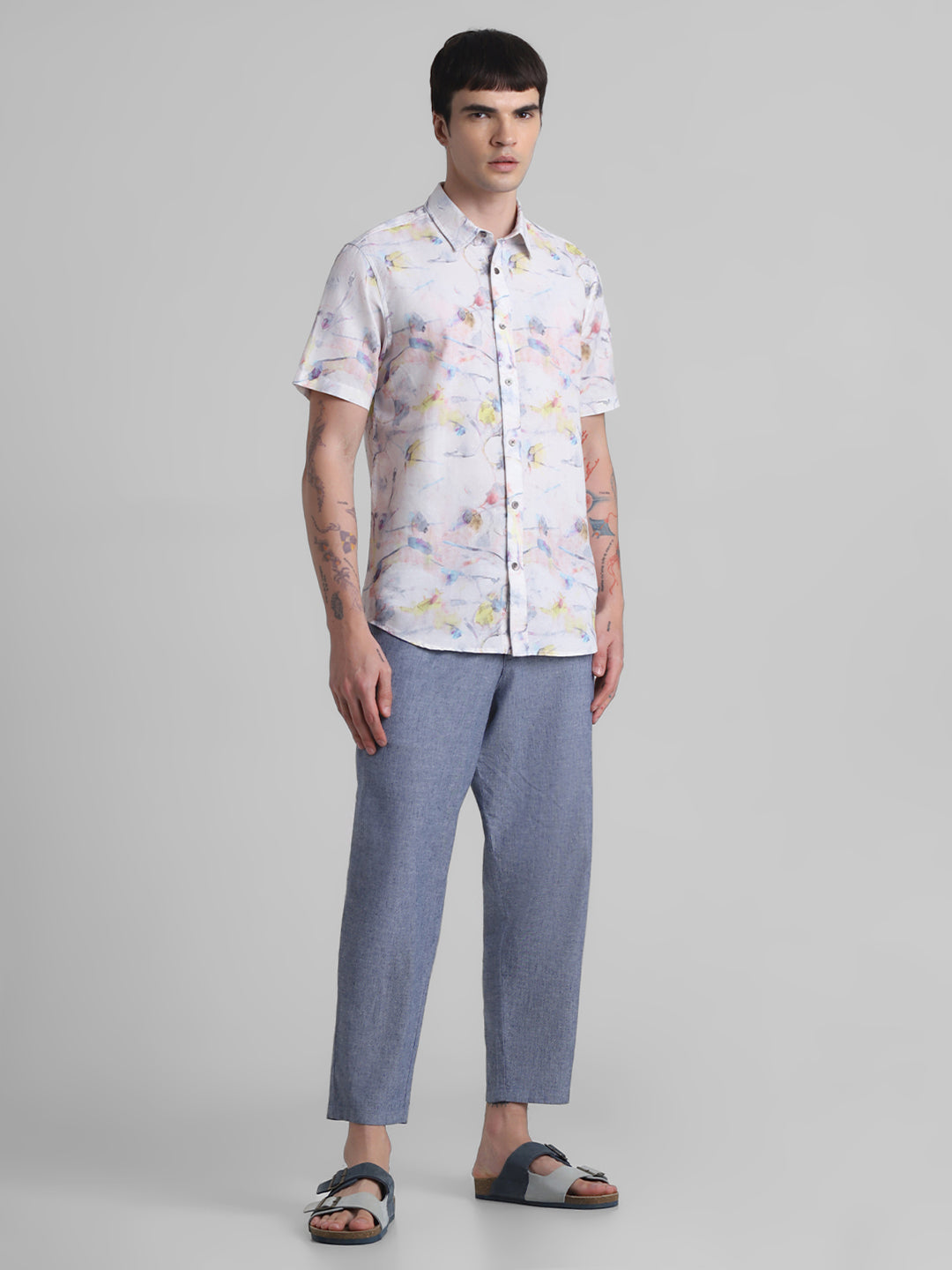 Watercolour Print Short Sleeve Shirt