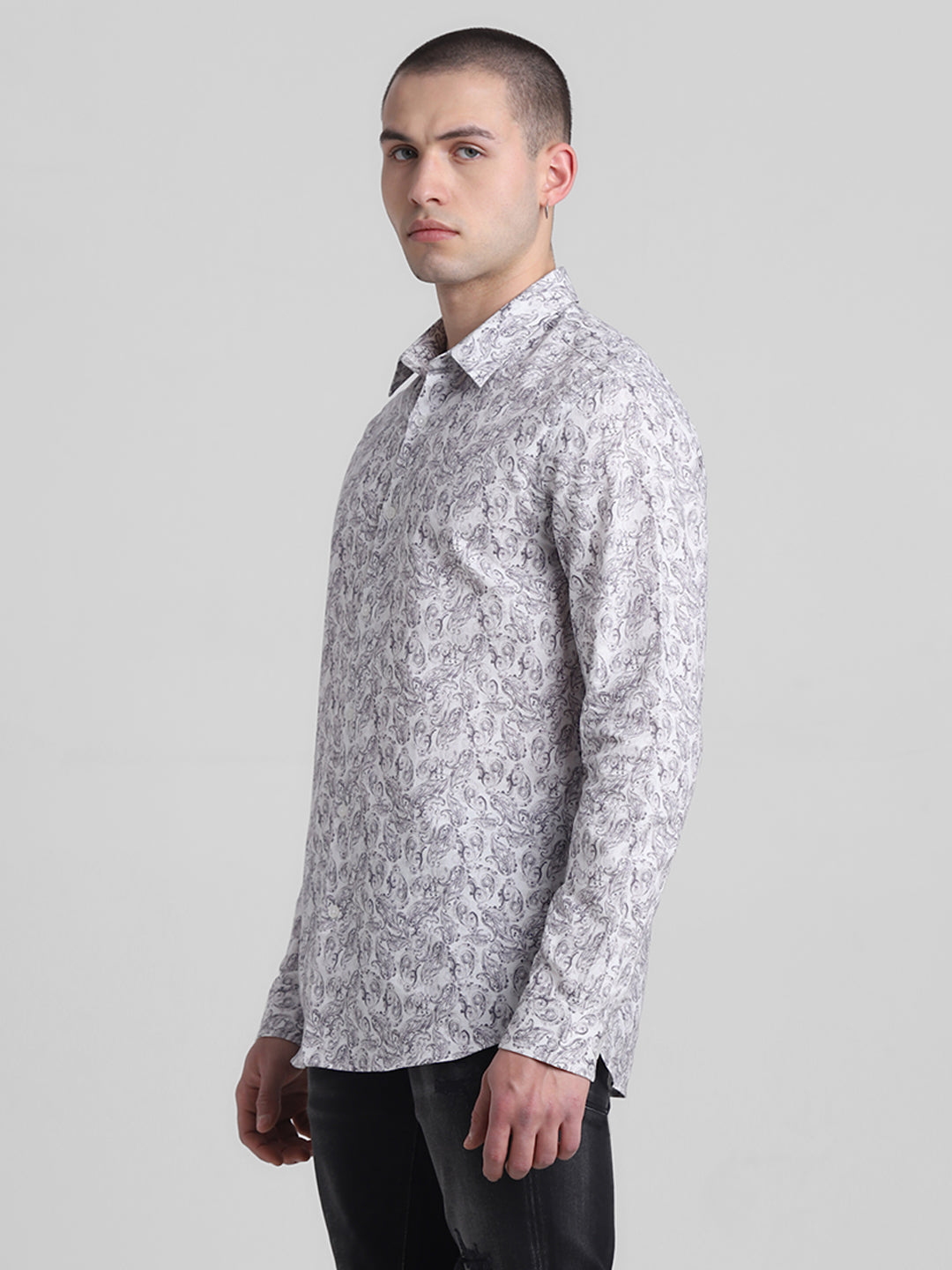 Grey Paisley Print Shirt
