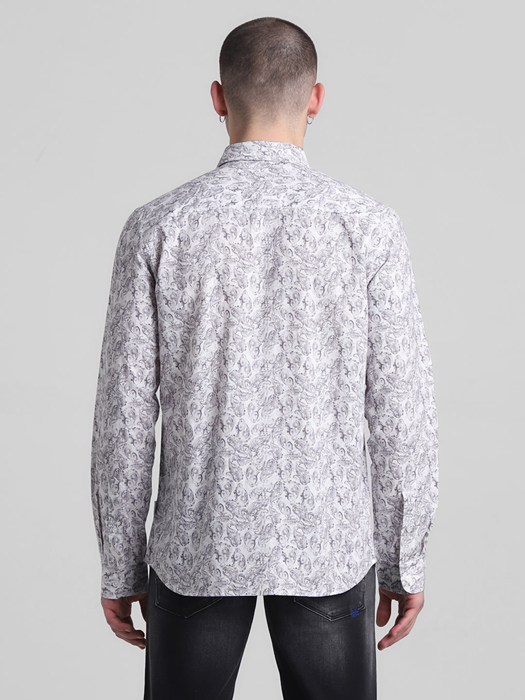Grey Paisley Print Shirt