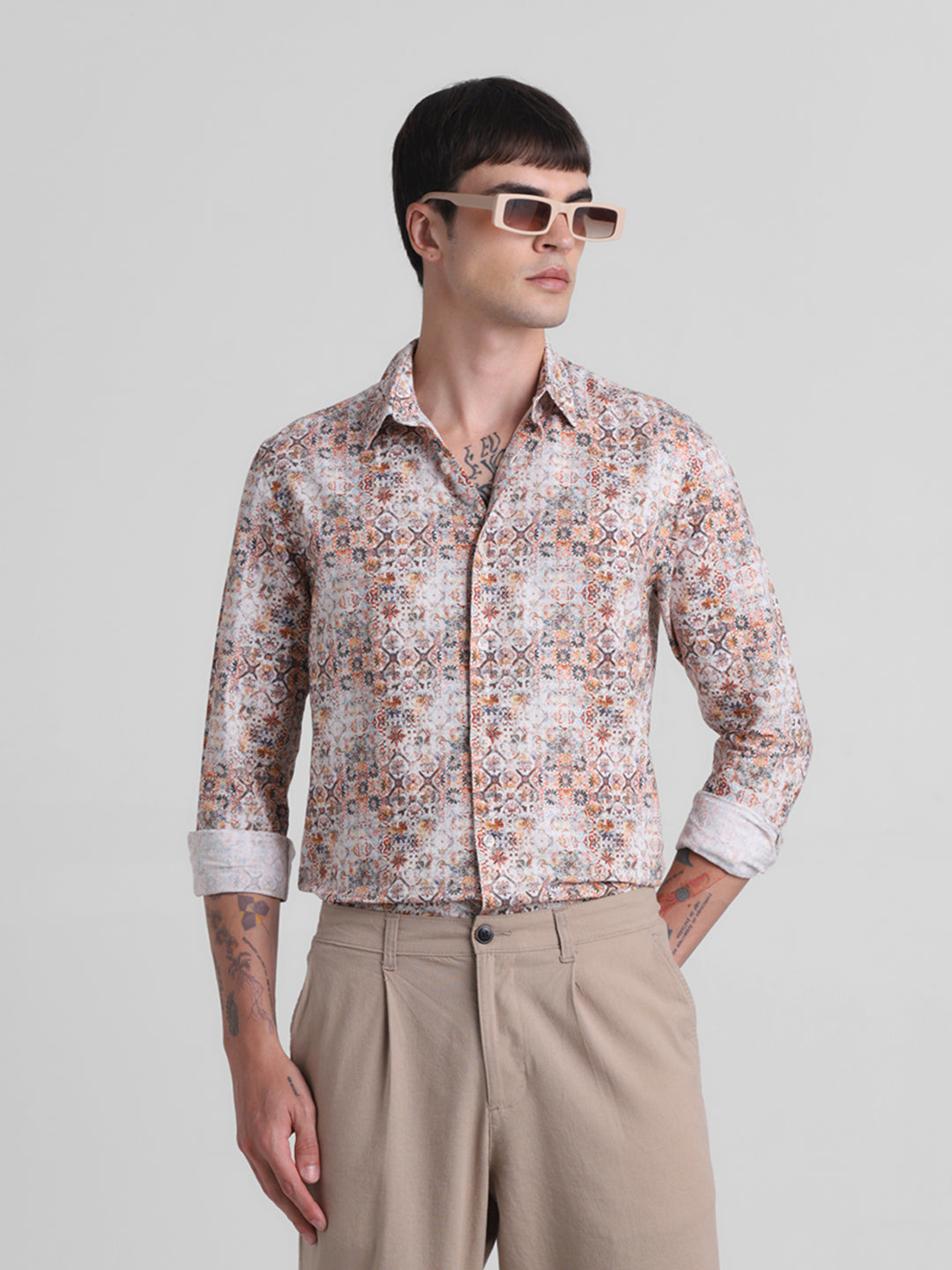 All-Over Mosaic Print Shirt - M