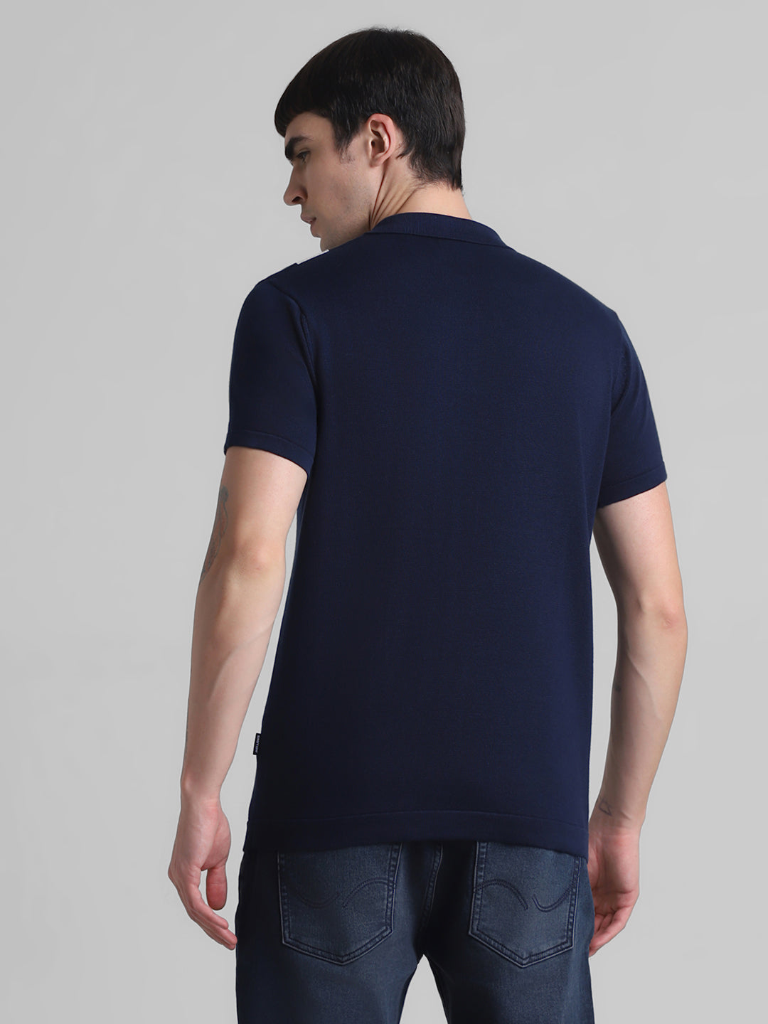 Green Colourblocked Knit Polo