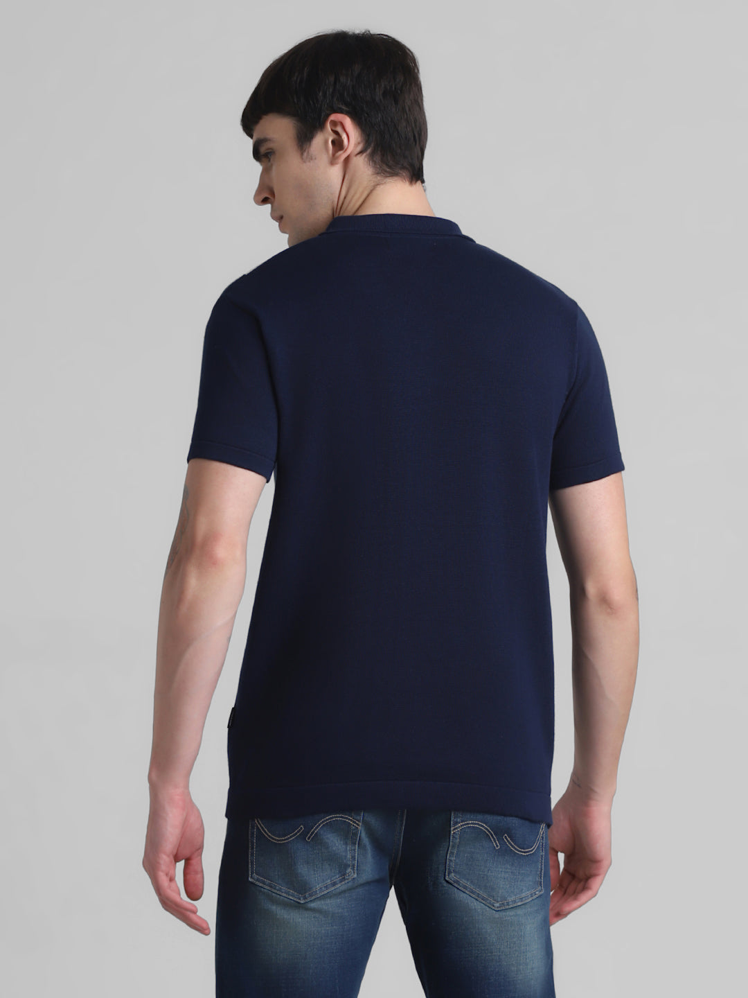 Brown Colourblocked Knit Polo