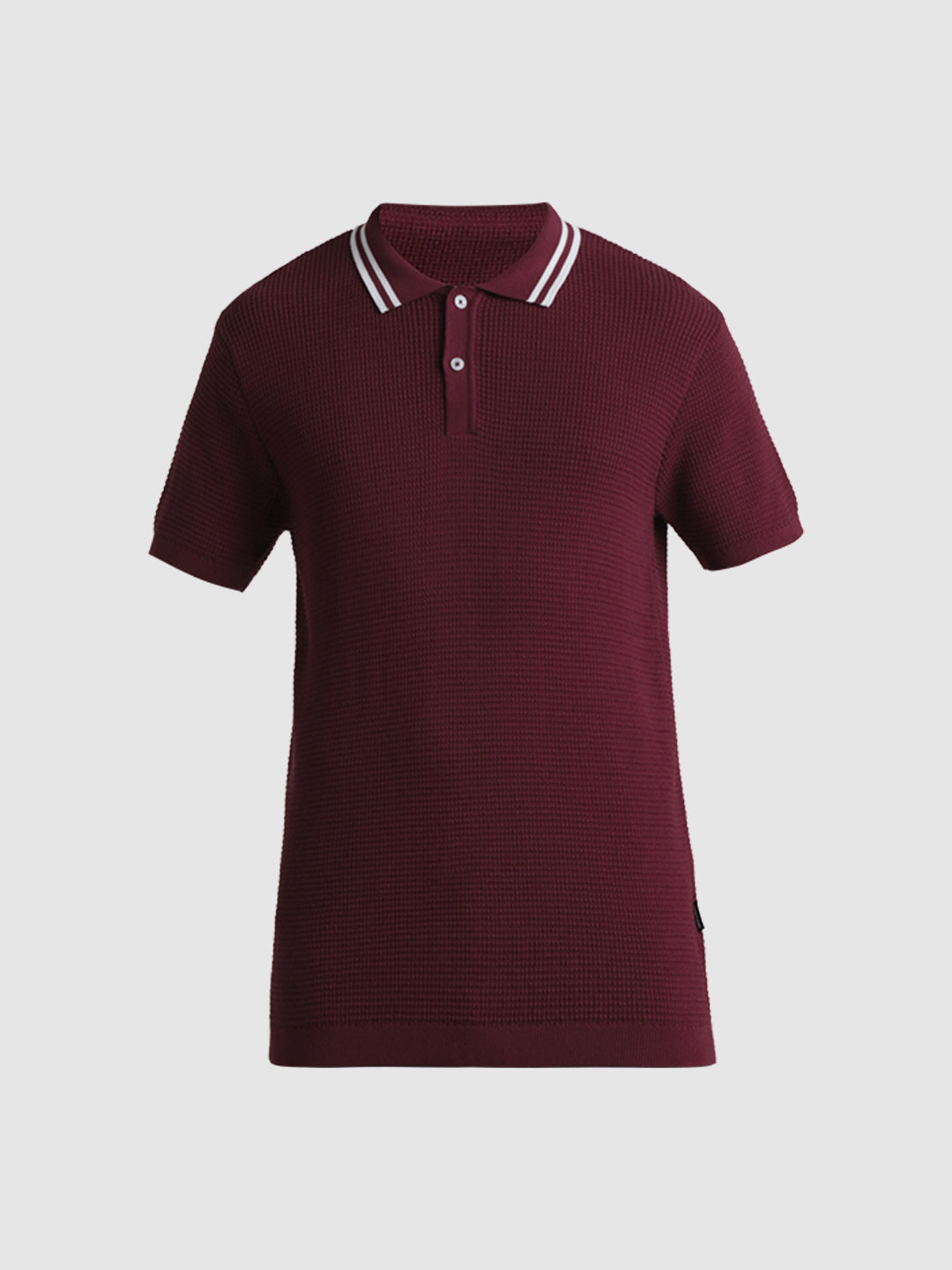 Dark Red Cotton Flat Knit Polo