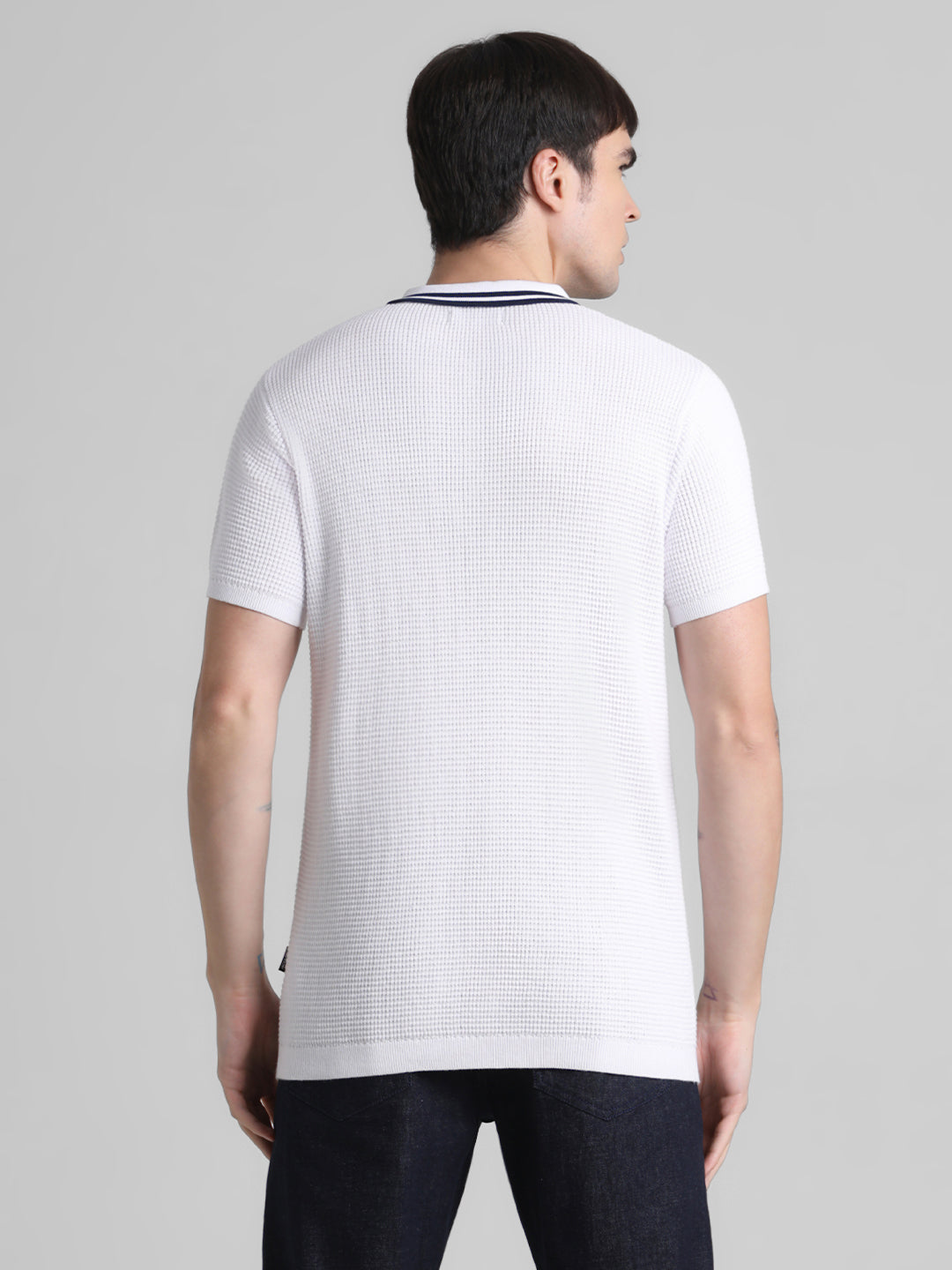 White Contrast Tipping Knit Polo