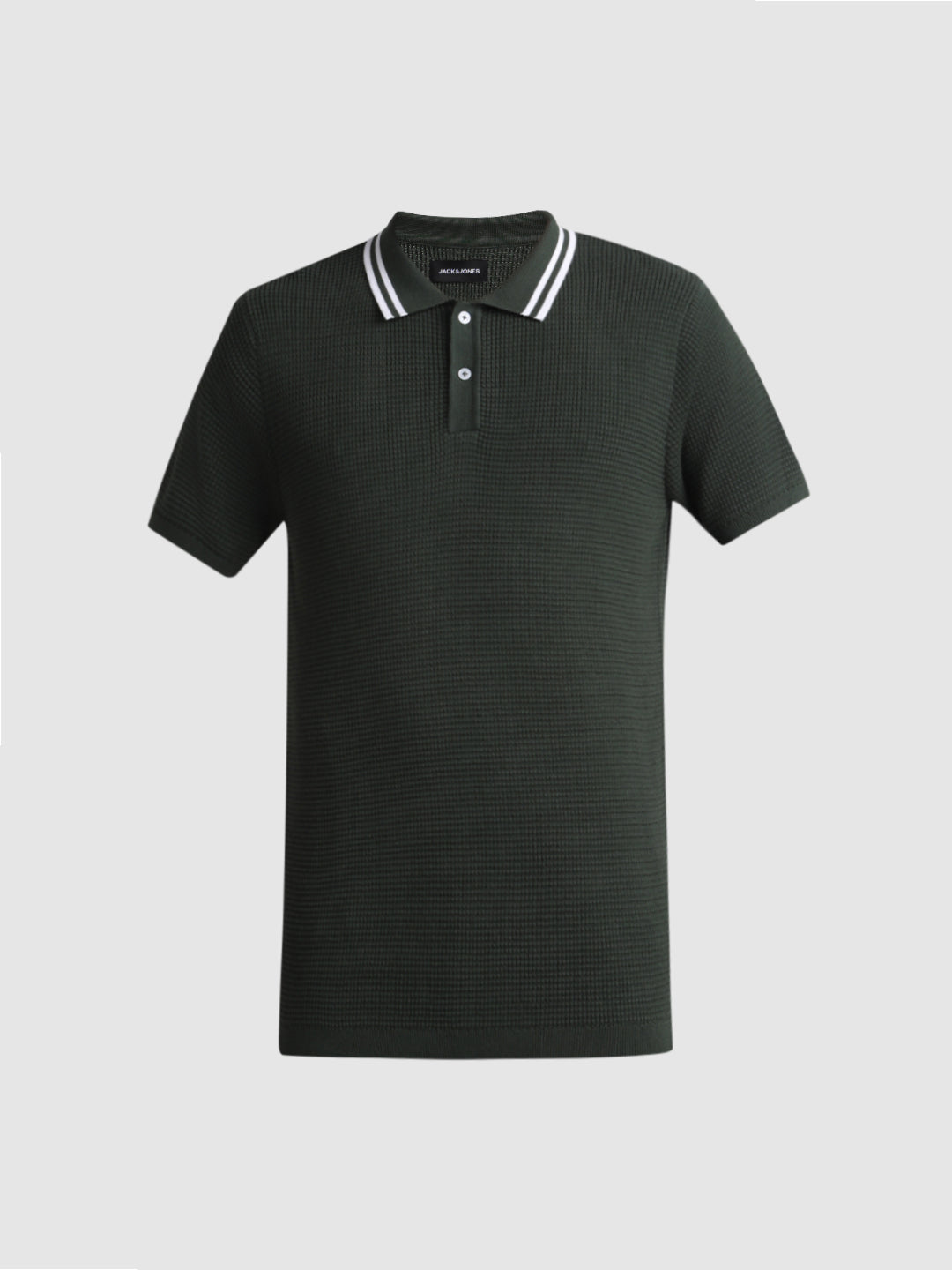 Textured Contrast Collar Knit Polo