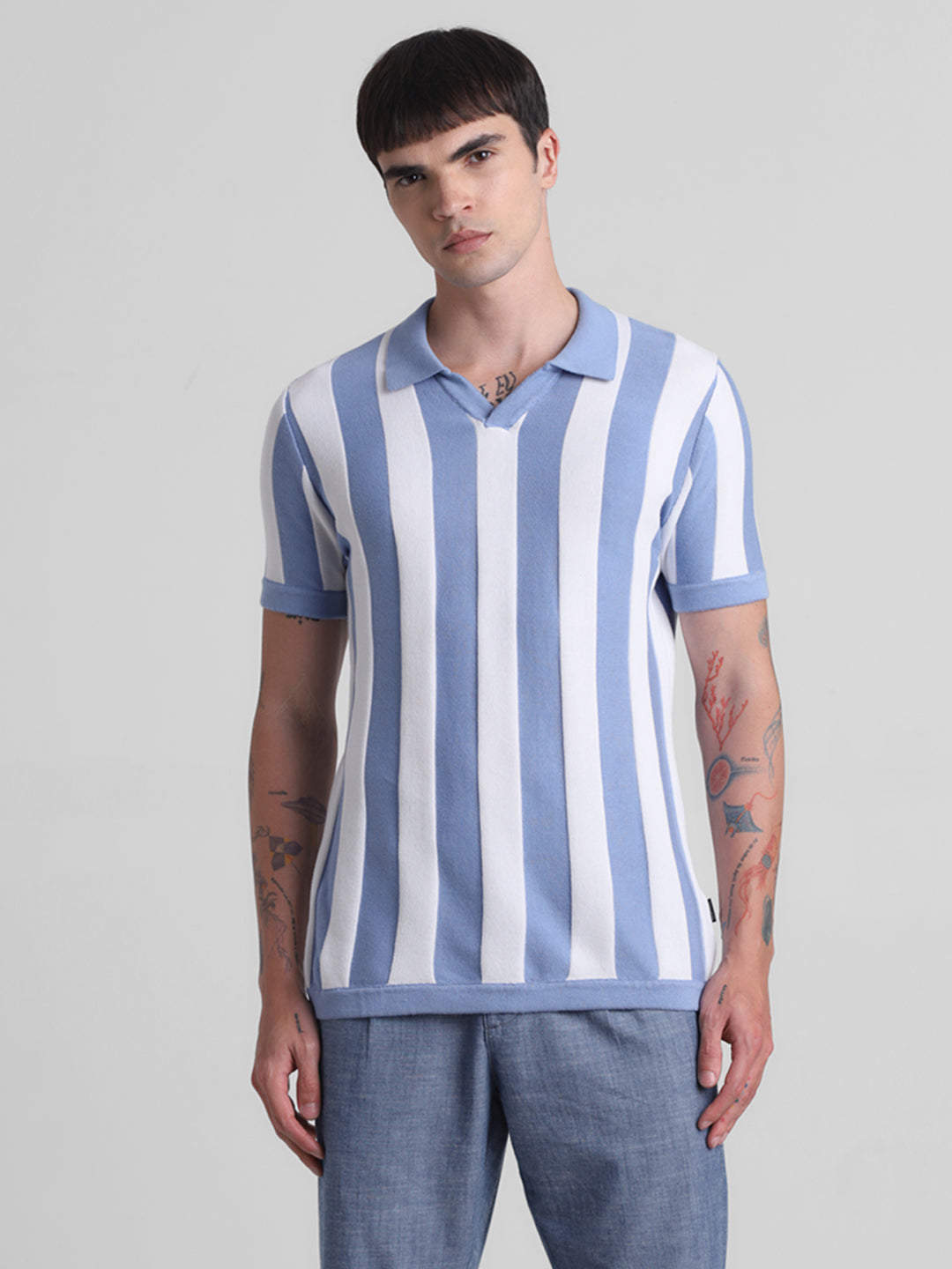 Striped Flat Knit Polo