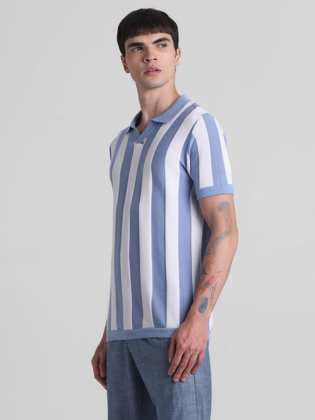 Striped Flat Knit Polo