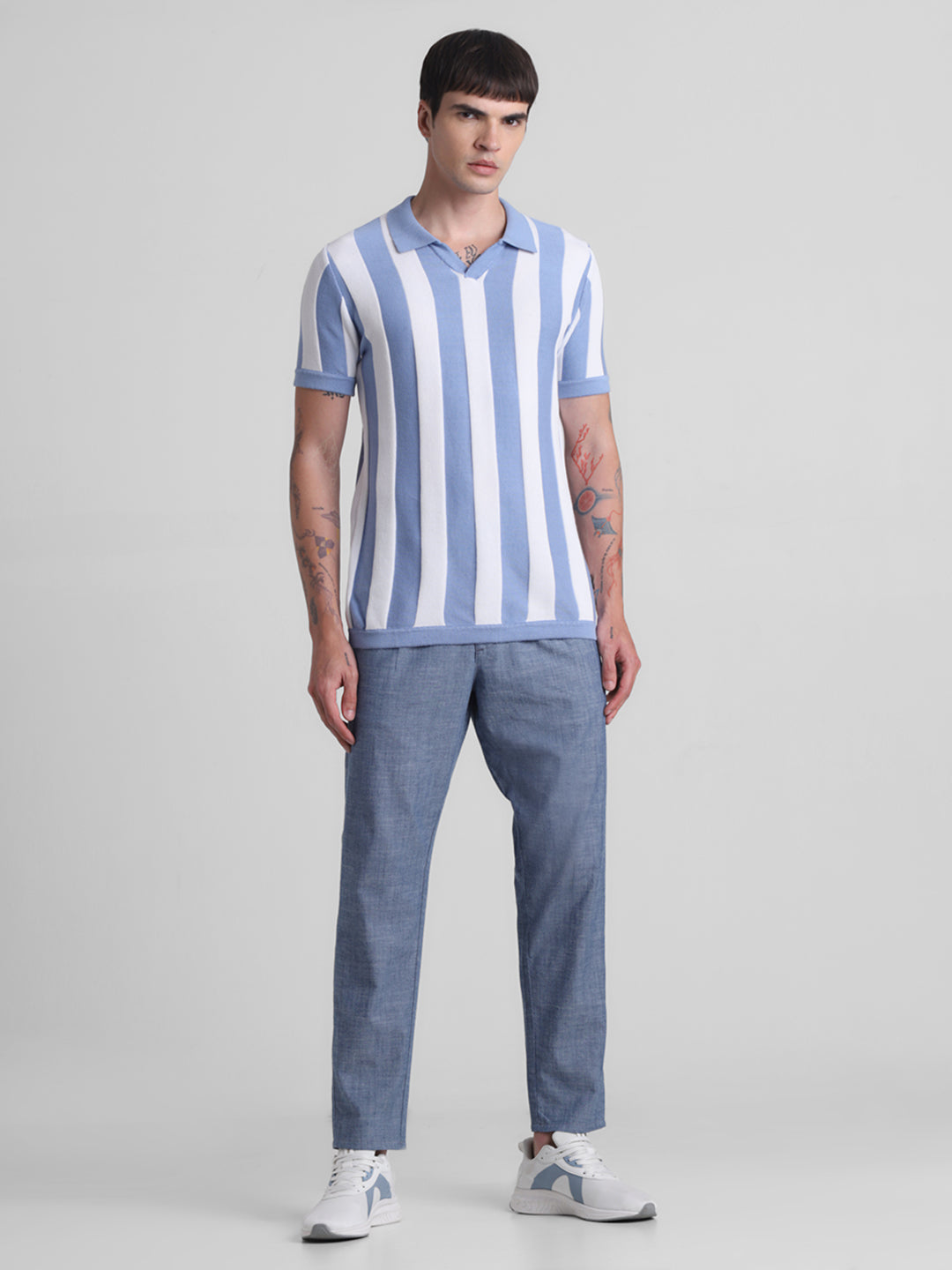 Striped Flat Knit Polo
