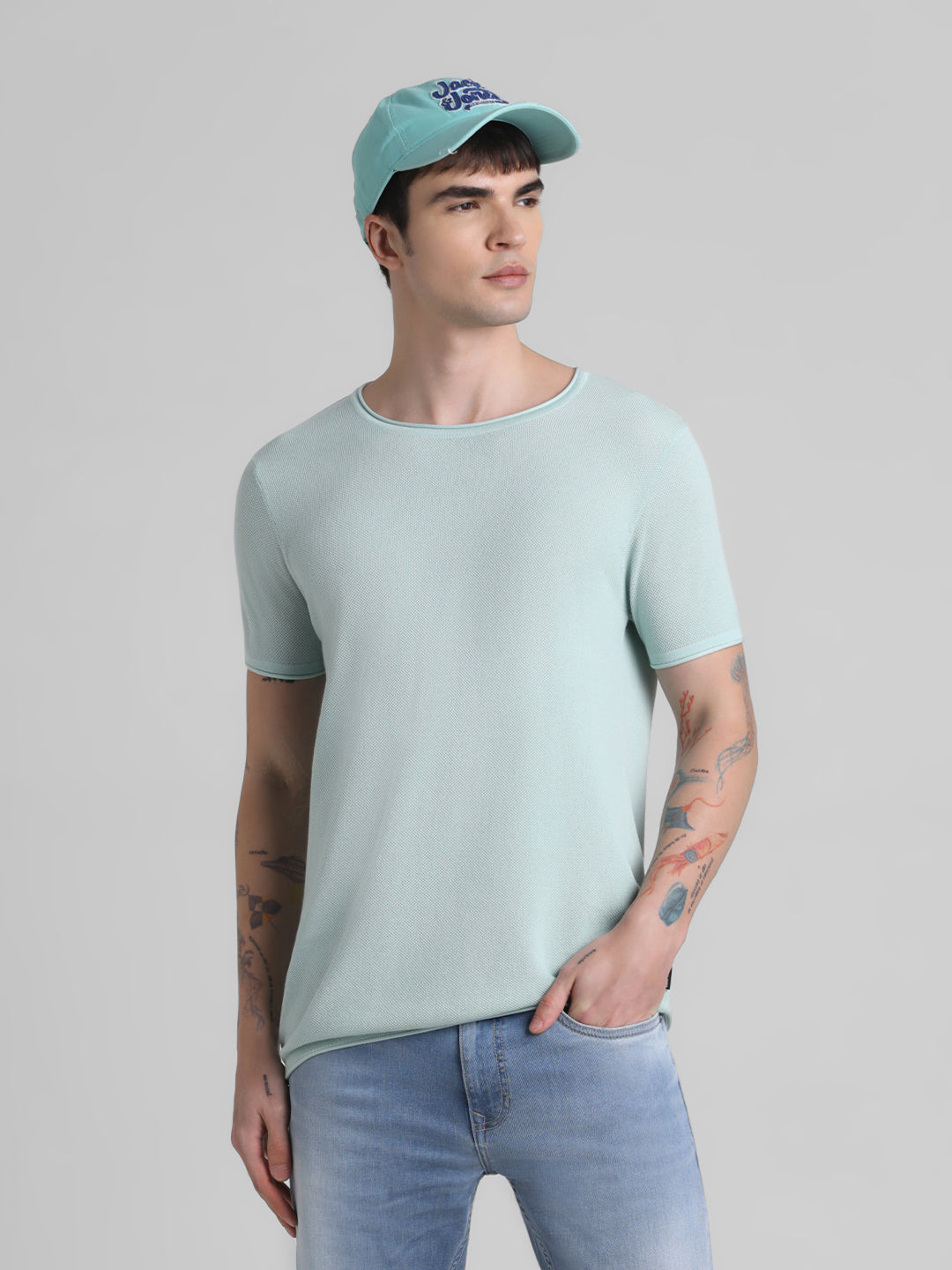 Cotton Flat Knit Pullover - Light Green