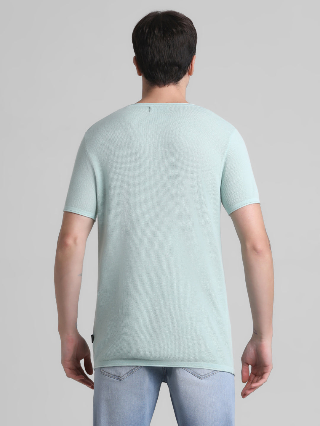 Cotton Flat Knit Pullover - Light Green