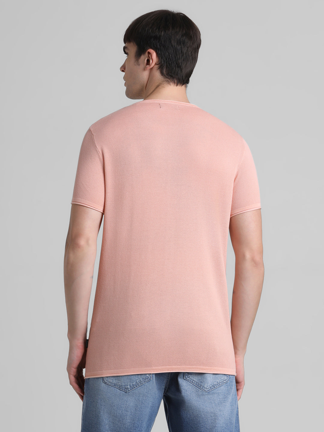Cotton Flat Knit Pullover - Peach