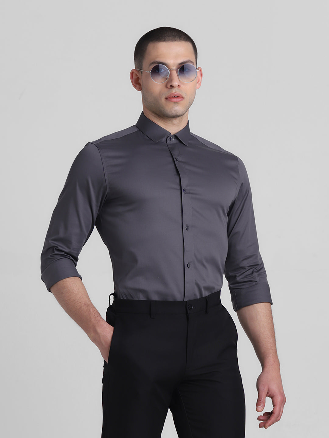 Classic Dark Grey Formal Shirt - S