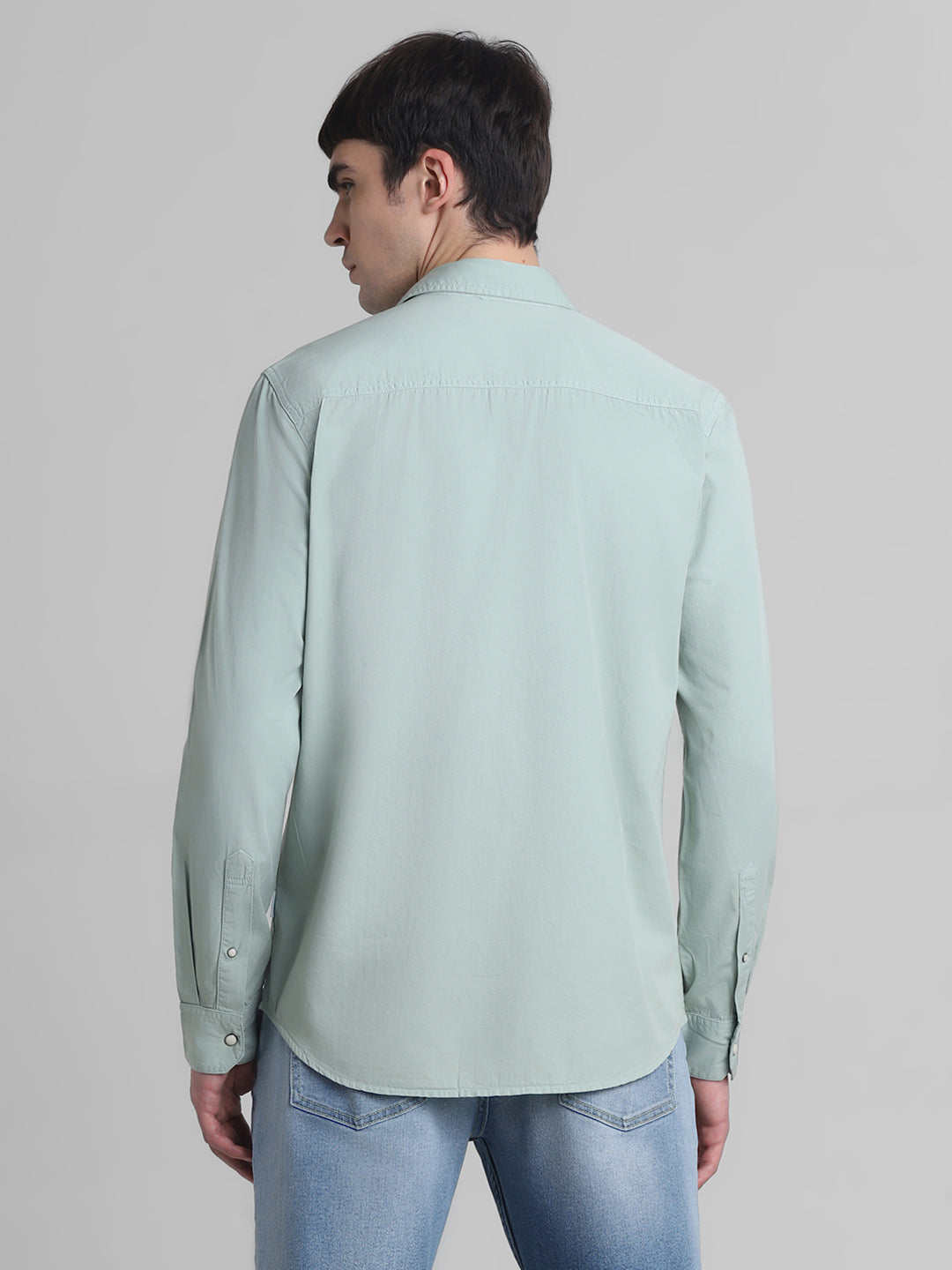Light Green Denim Full Sleeves Shirt