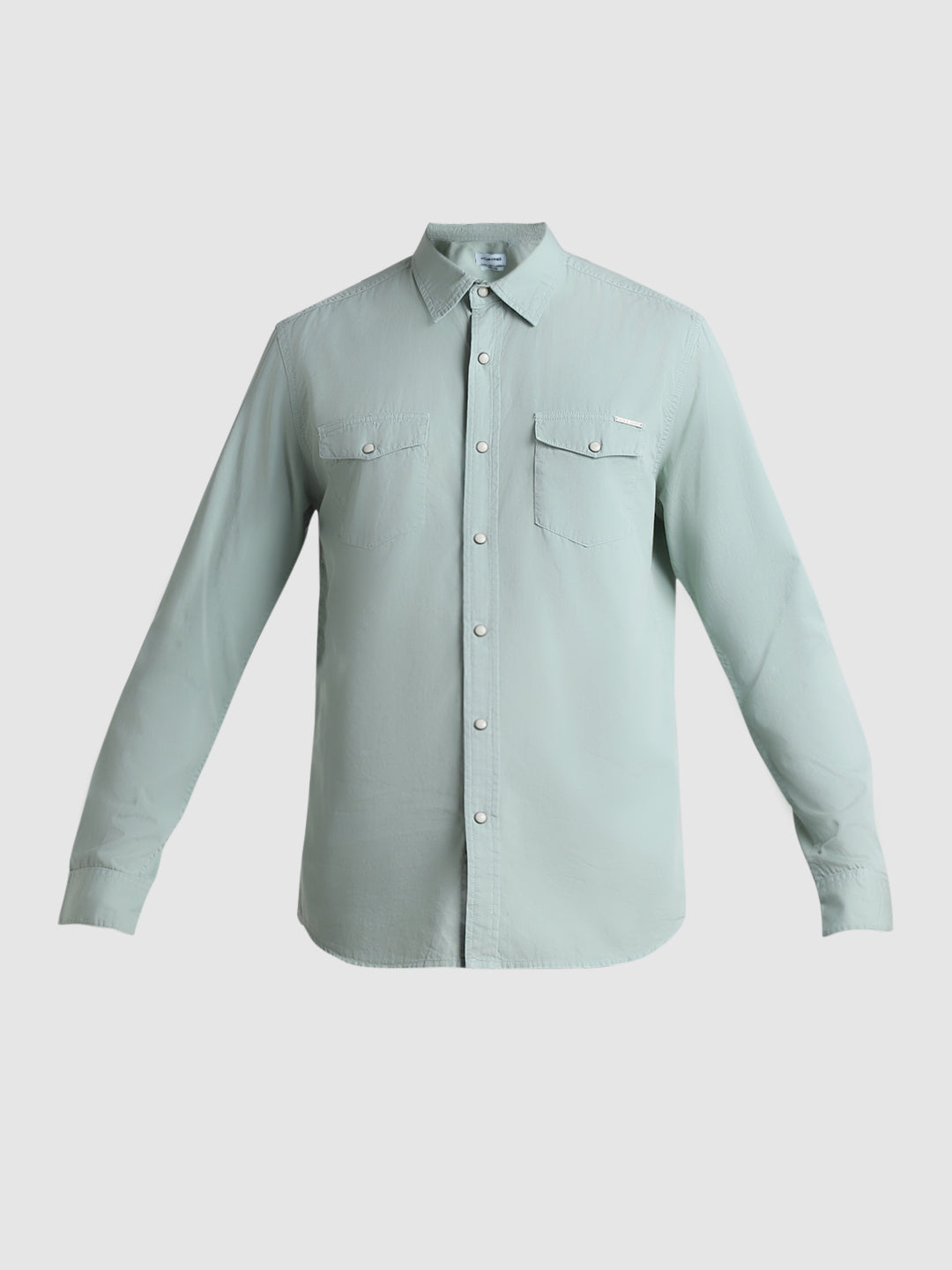 Light Green Denim Full Sleeves Shirt