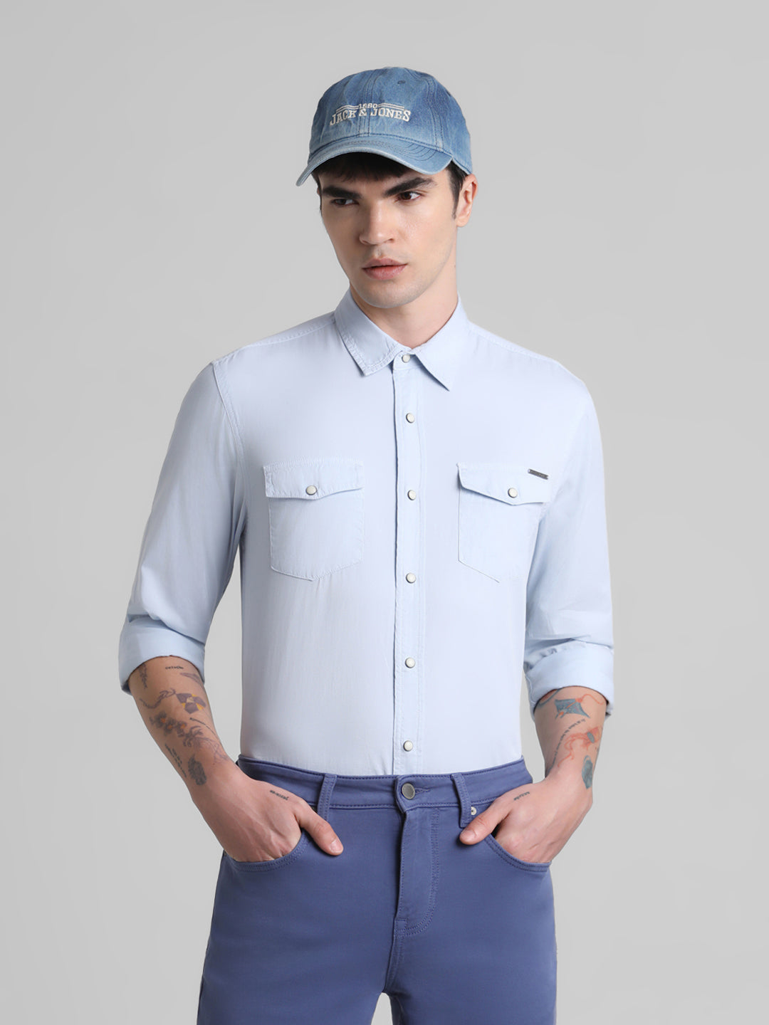 Light Blue Denim Full Sleeves Shirt - S