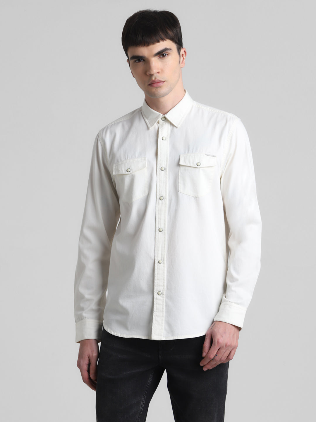 White Denim Full Sleeves Shirt