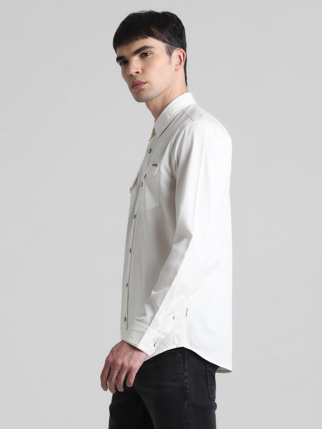 White Denim Full Sleeves Shirt