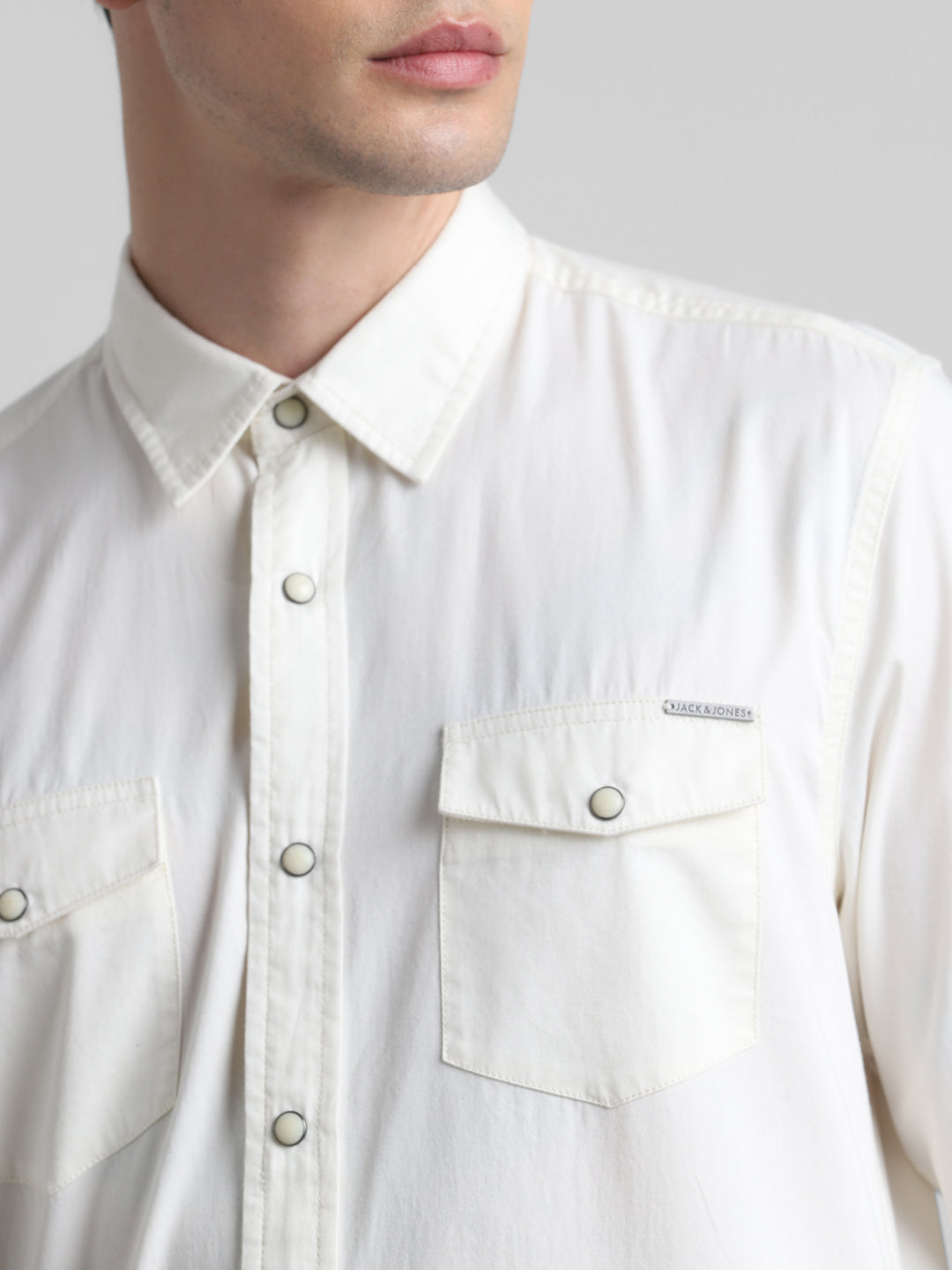 White Denim Full Sleeves Shirt