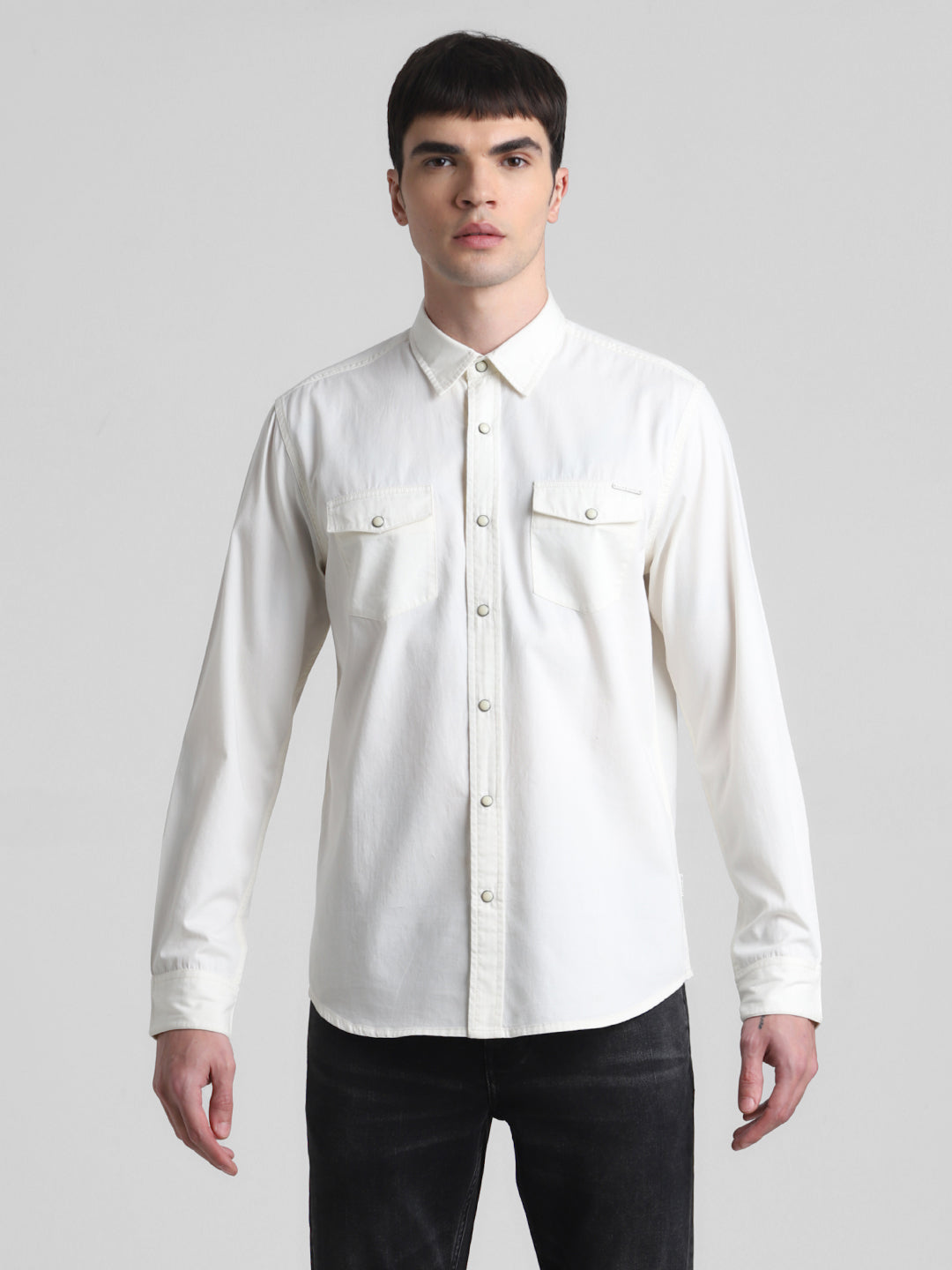 White Denim Full Sleeves Shirt