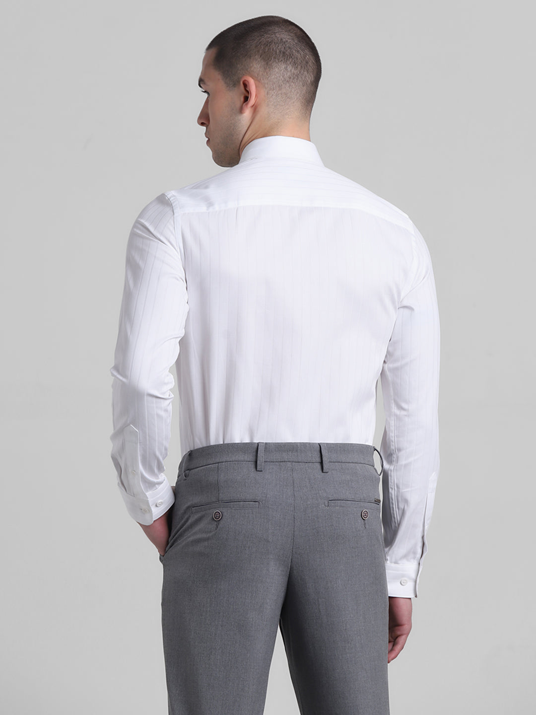 White Dobby Striped Shirt