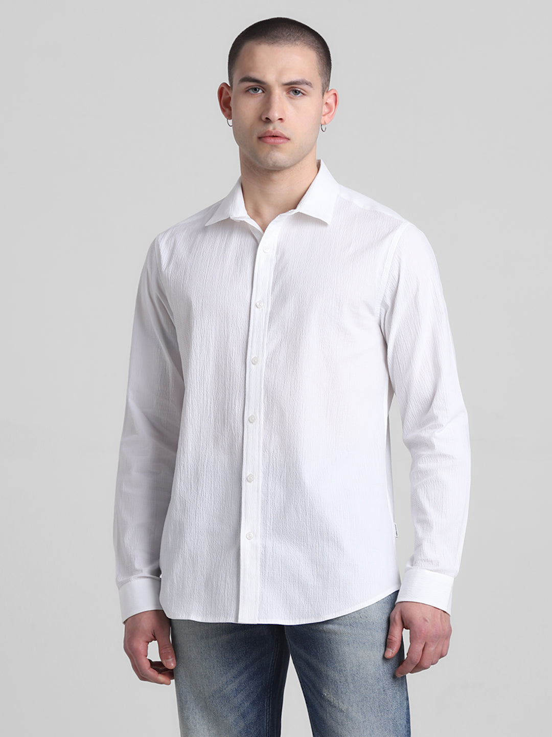 White Textured Cotton Shirt