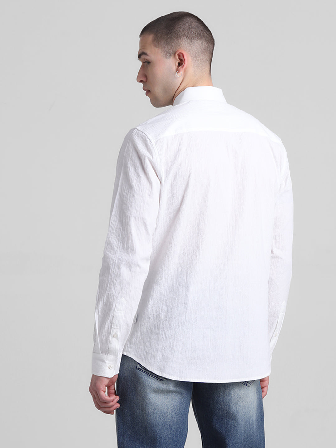 White Textured Cotton Shirt