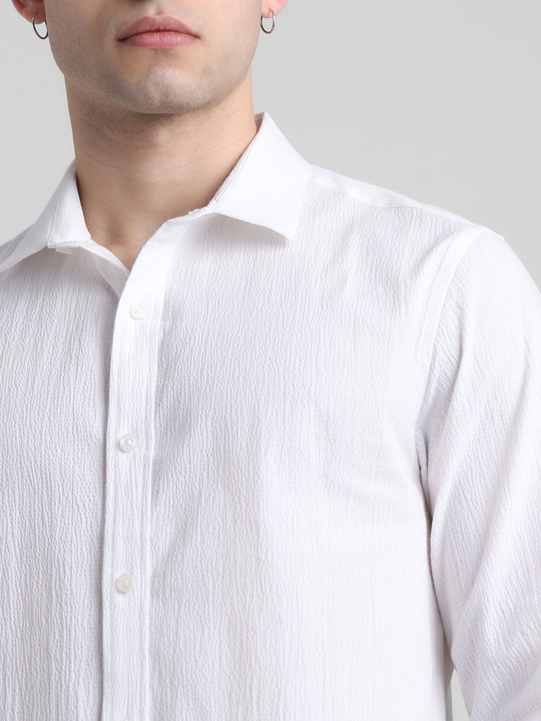 White Textured Cotton Shirt