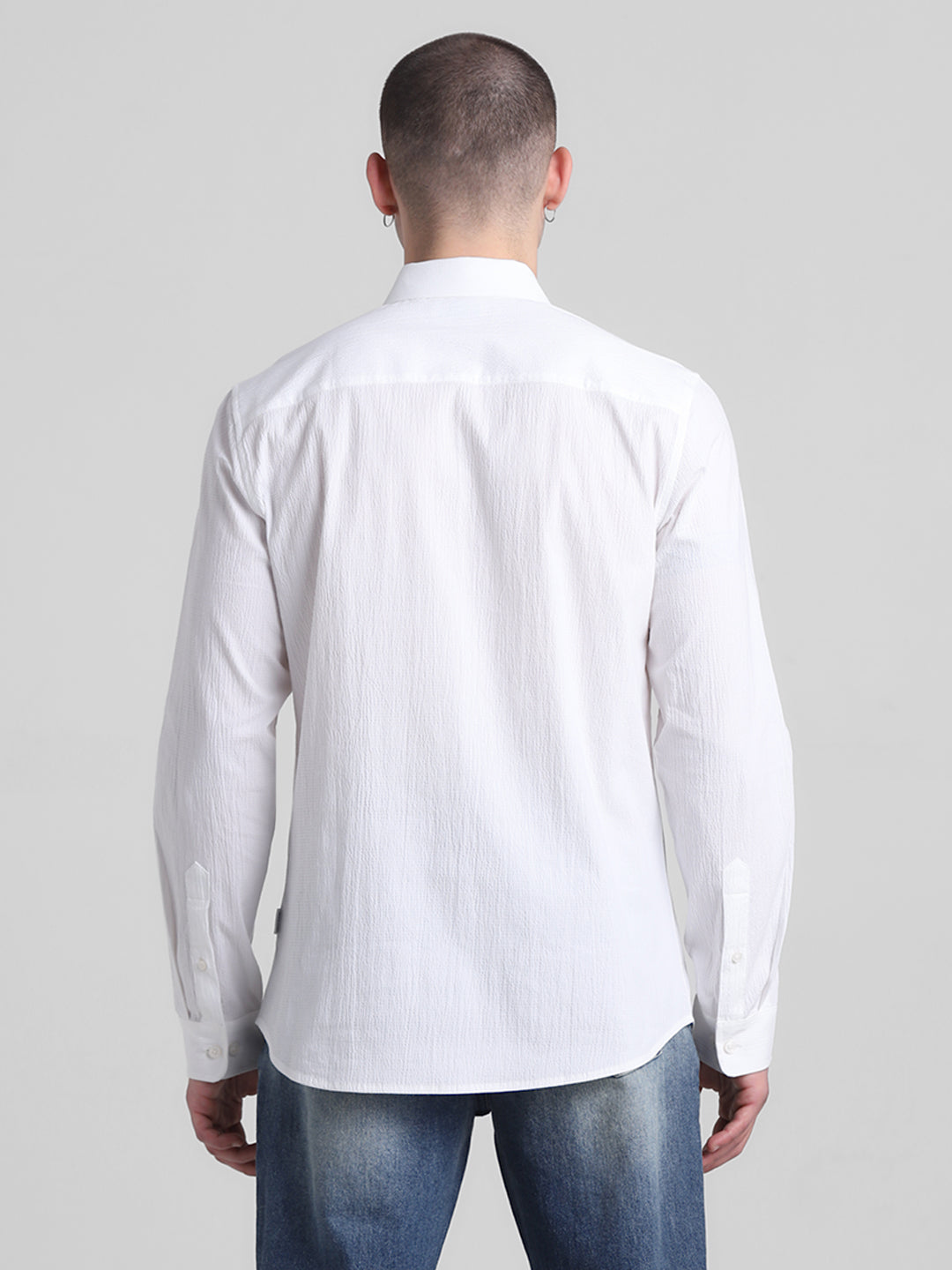 White Textured Cotton Shirt