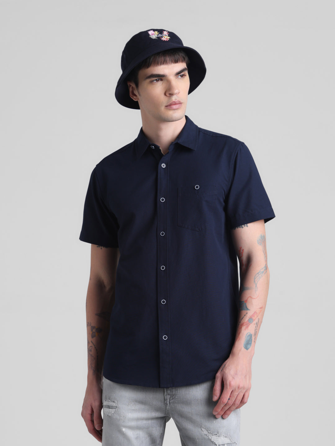 Navy Blue Short Sleeve Shirt - S