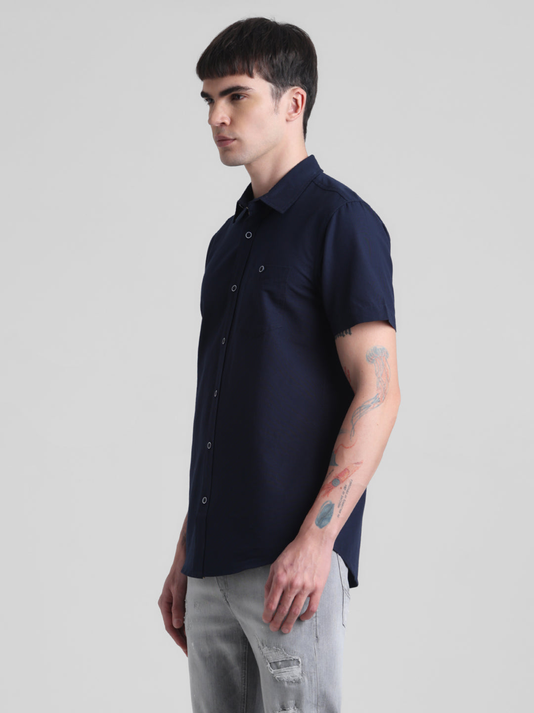 Navy Blue Short Sleeve Shirt