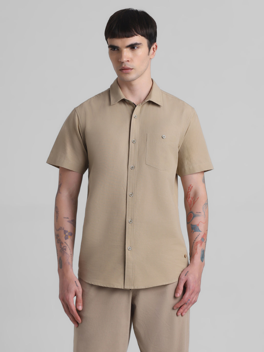 Beige Short Sleeve Shirt