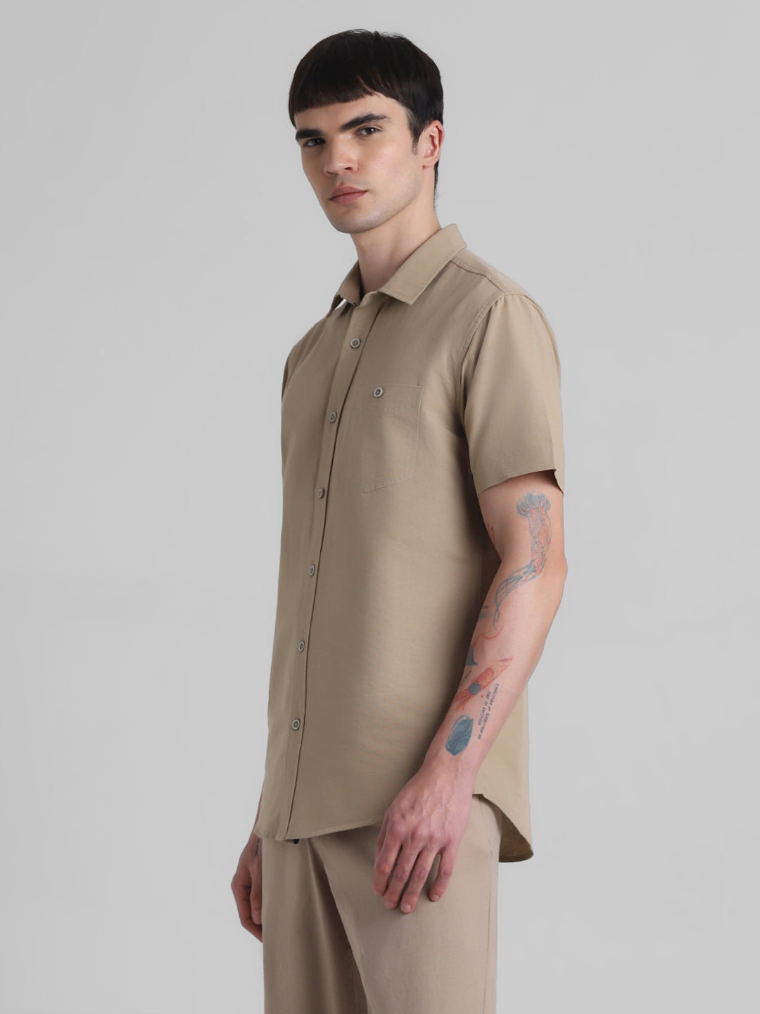 Beige Short Sleeve Shirt