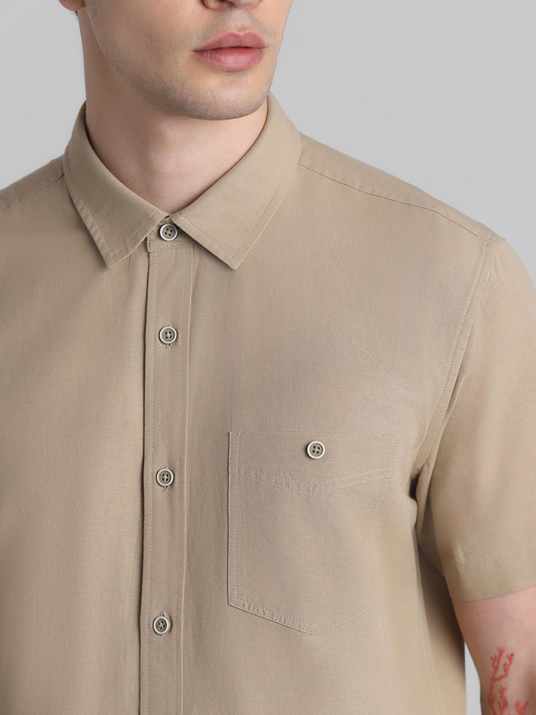 Beige Short Sleeve Shirt