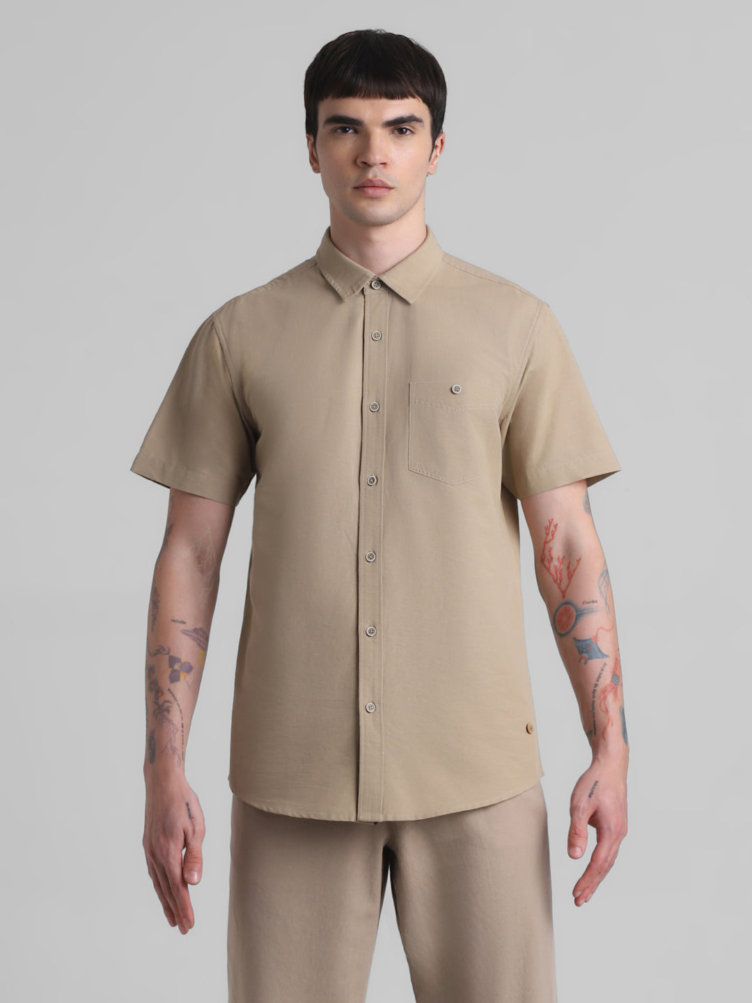Beige Short Sleeve Shirt