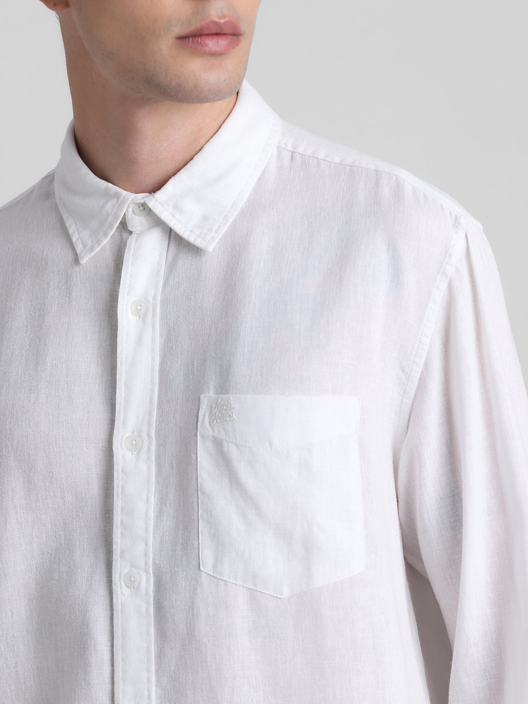 White Linen Blend Shirt