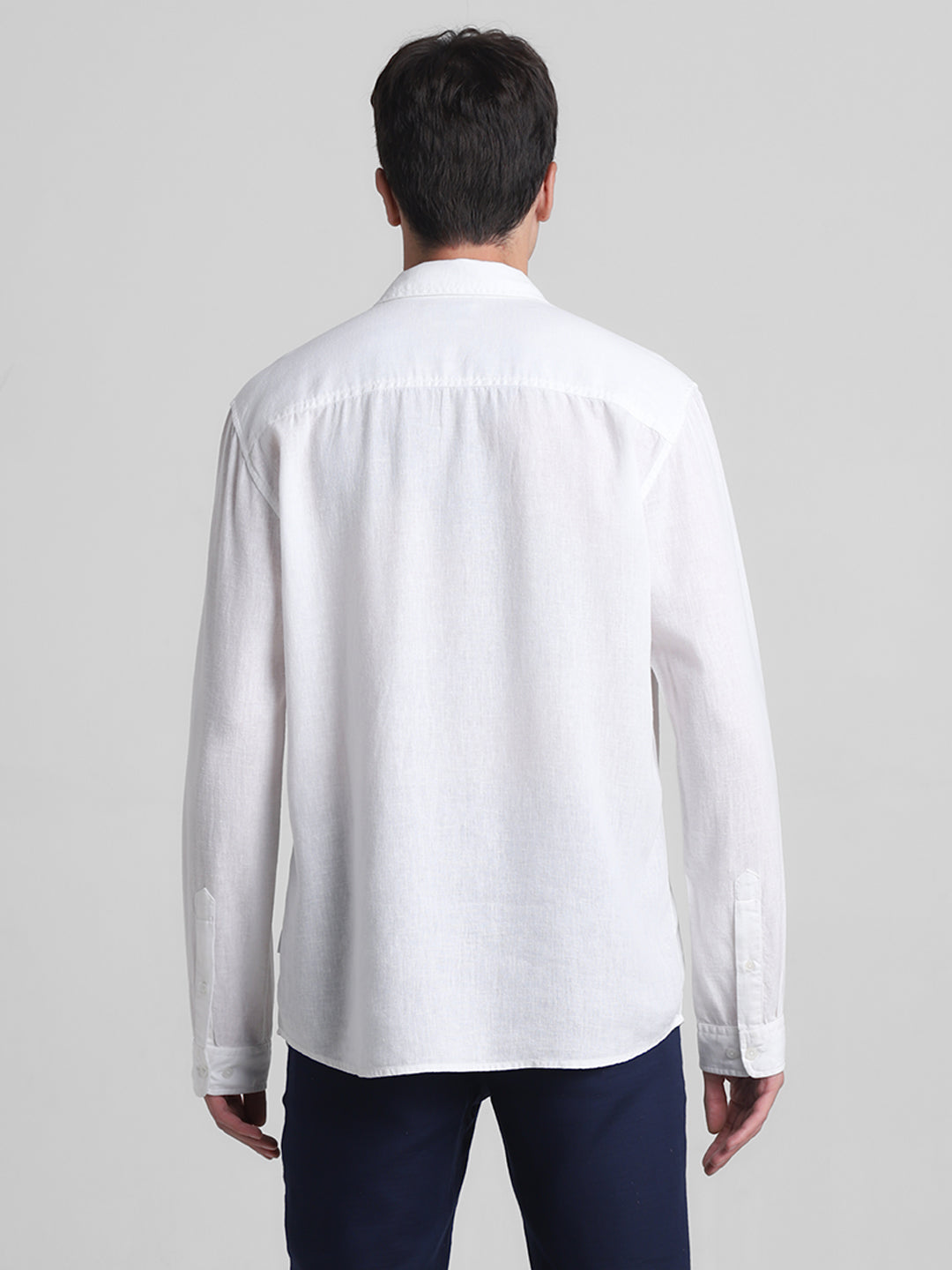 White Linen Blend Shirt