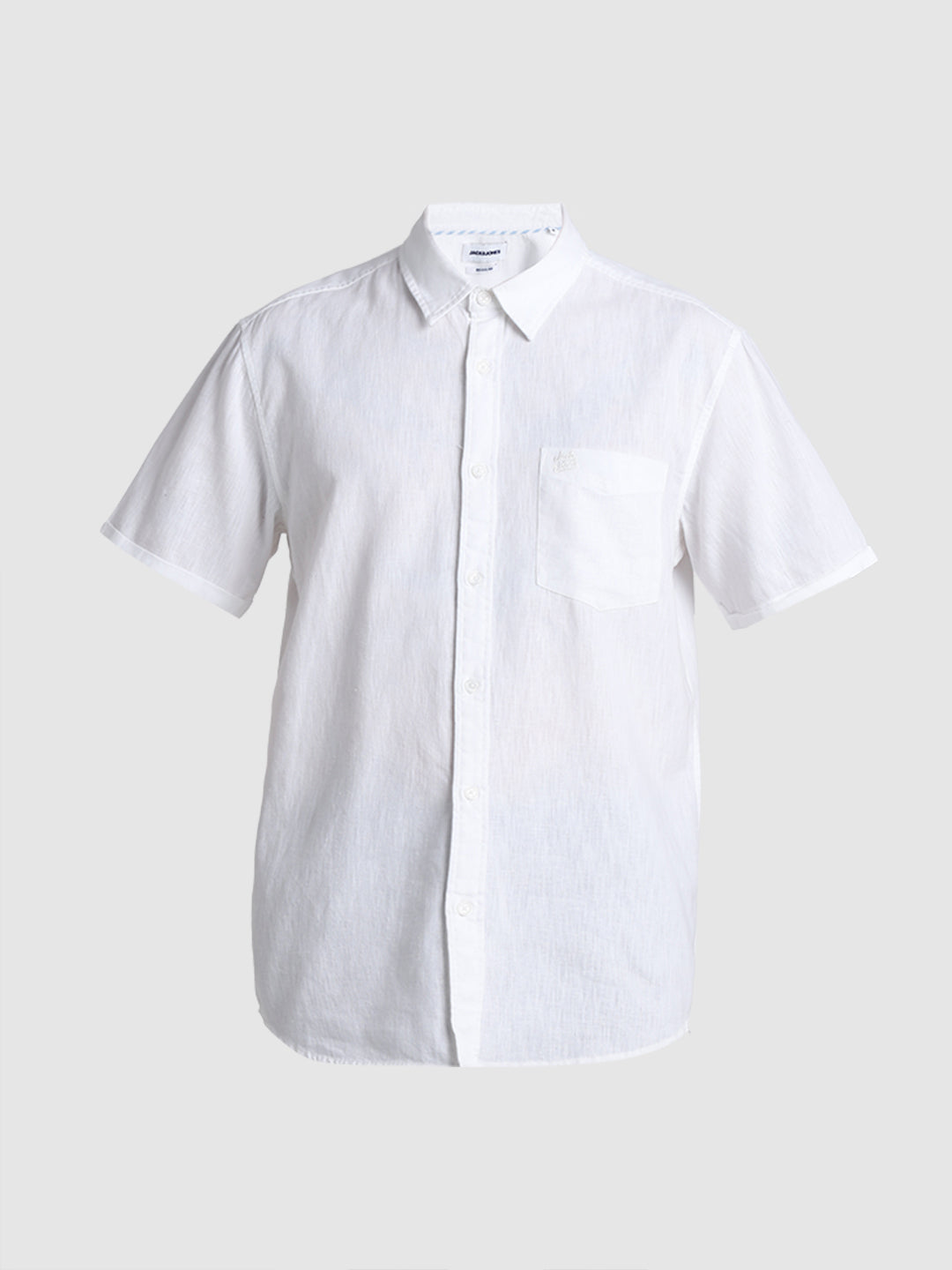 White Linen Blend Short Sleeves Shirt