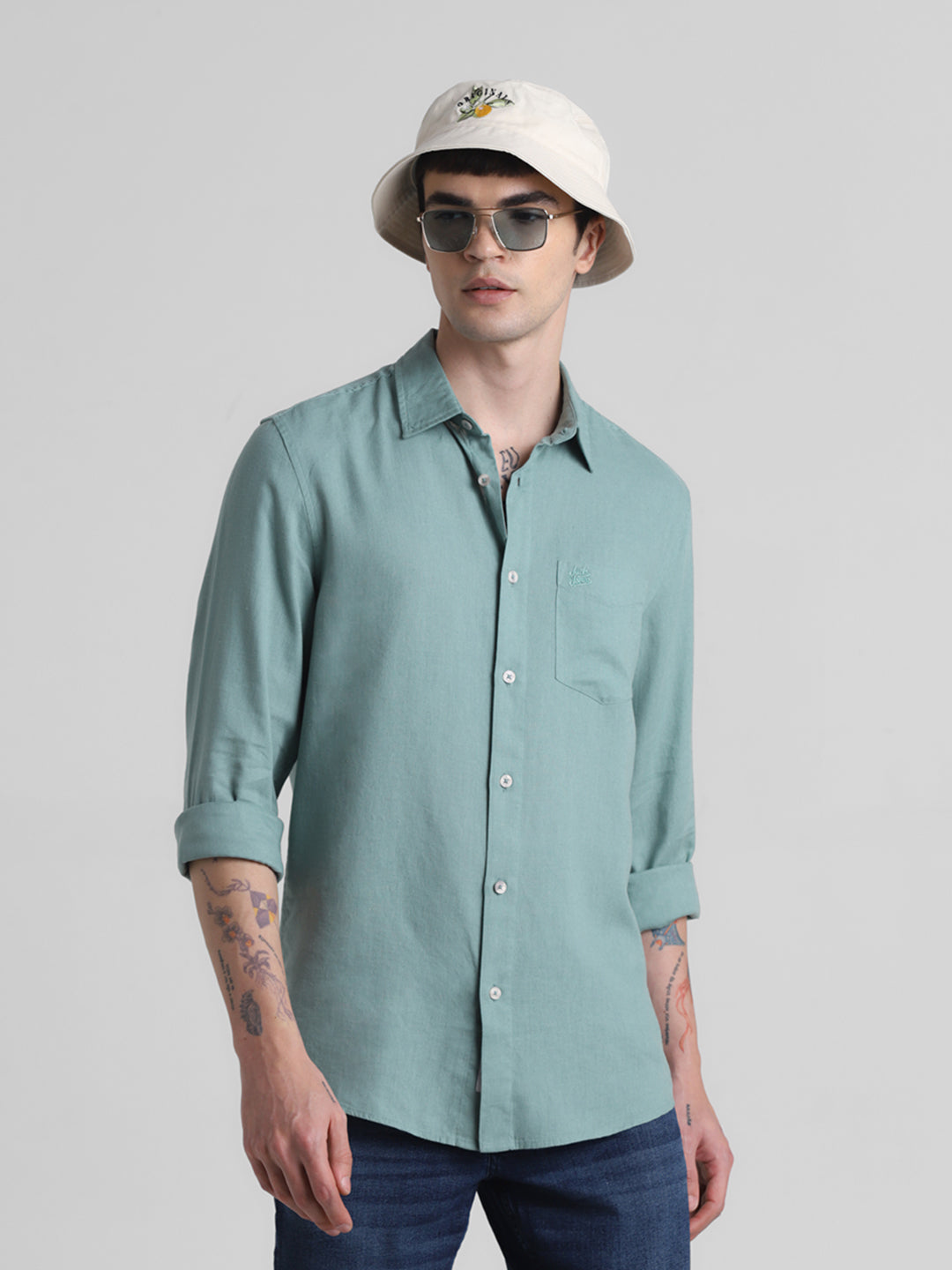 Sage Green Linen Blend Shirt - S